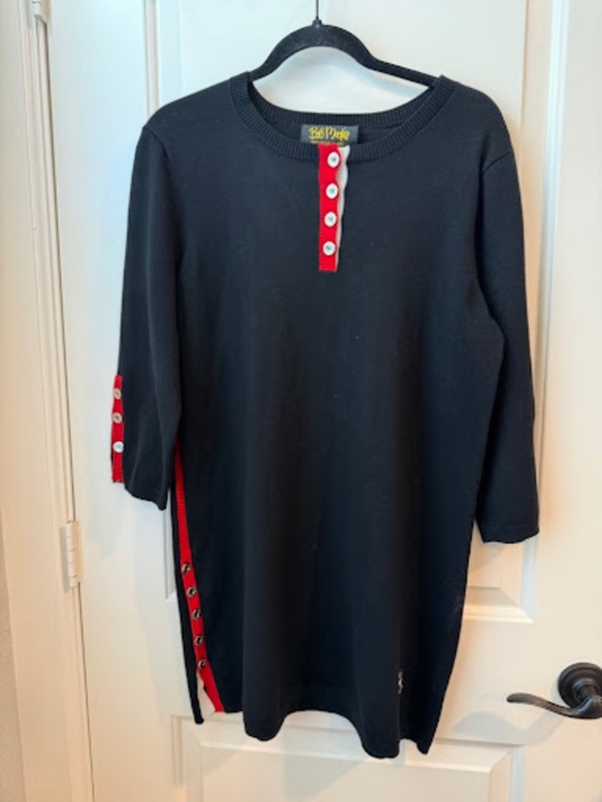 Bob Mackie Sweaters - VINTAGE: Bob Mackie Wearable Art, black tunic-style sweater dress, Medium
